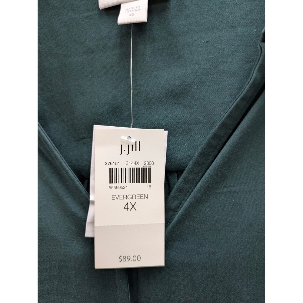 J Jill Evergreen Button Front Blouse Womens 4X Long Sleeve Minimalist Jewel Tone - Picture 3 of 8